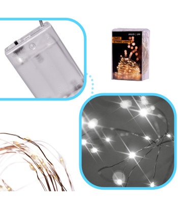 LED girliandos dekoratyvinės 5m 50LED šaltai baltos