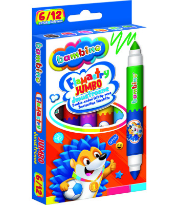 Dvipusiai Jumbo Flomasteriai Bambino, 6/12 Spalvų
