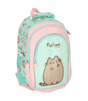 Mokyklinė jaunuolio kuprinė su Pusheen katinu, mėtų spalvos, 16 colių