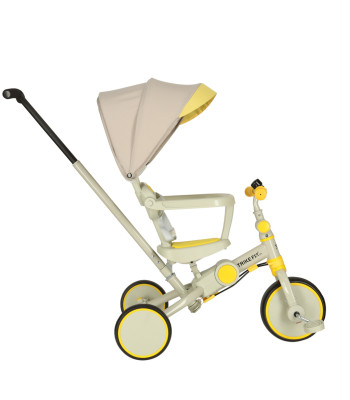 6in1 vaikiškas triratukas - stumdukas su stogeliu, Trike Fix V4, Geltonas