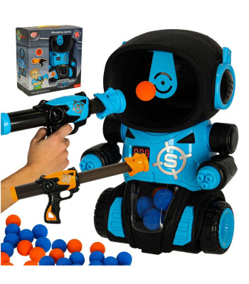 Žaidimas su robotu ir šaudymu į taikinius