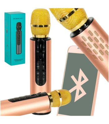 Belaidis auksinis karaoke mikrofonas su Bluetooth