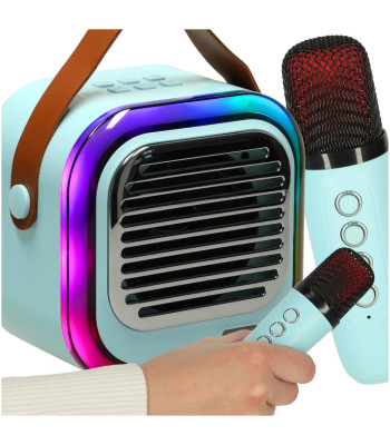 Bluetooth karaoke garsiakalbis USB mėlynas