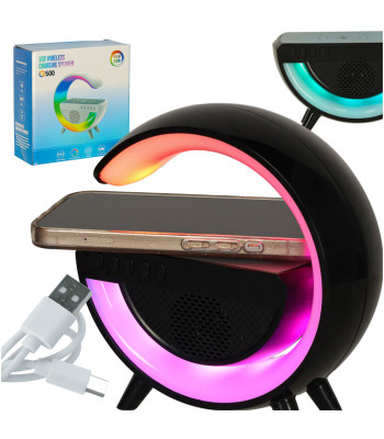 LED RGB Lemputė su Indukcine Įkrovimo Stotele ir Radija