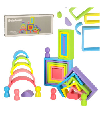 Mediniai Švietimo Konstruktoriai Vaivorykštė Puzzle Montessori