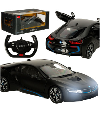 Nuotoliniu būdu valdomas Rastar 71010 BMW i8 1:14, juoda su atidaromomis durimis