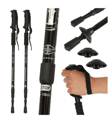Trekkingo lazdos Nordic Walking, juodos spalvos, 2 vnt.