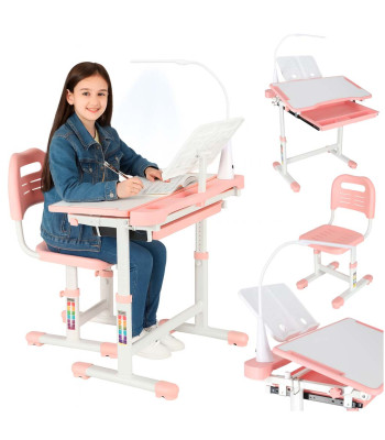 Reguliuojamas vaikiškas rašomasis stalas su LED lempa
