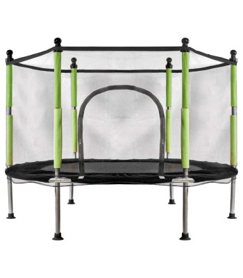 Trampolina namams ir sodui vaikams su tinklu ir kamuoliukais 140 cm, žalia