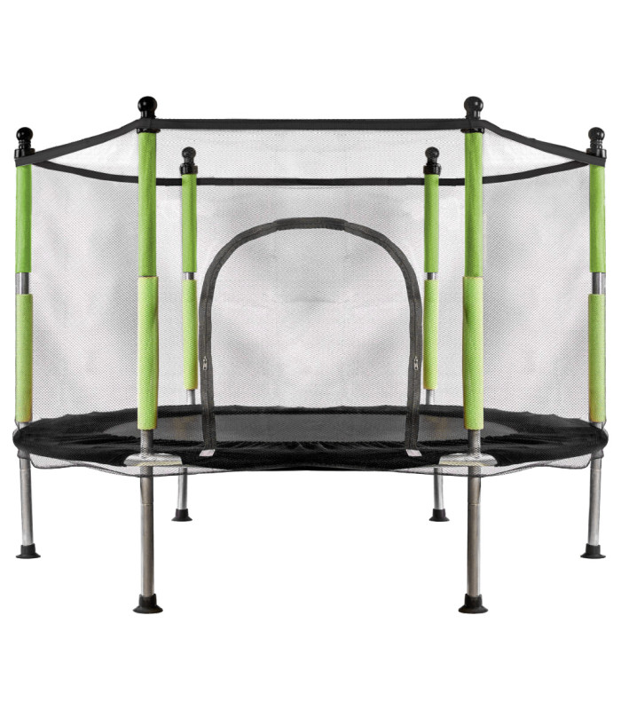 Trampolina namams ir sodui vaikams su tinklu ir kamuoliukais 140 cm, žalia