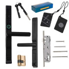 Elektroninė durų rankena su kodo, pirštų atspaudų ir kortelių skaitytuvu