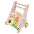 Vaikiškas medinis stumdukas su skaičiuokle rožinis