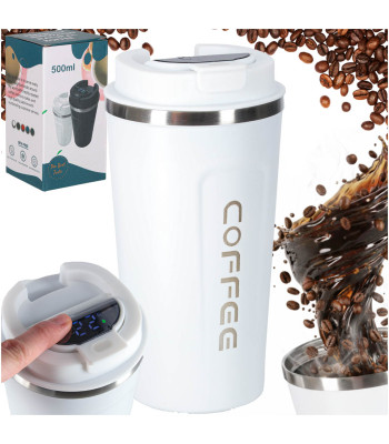 LED kelioninis puodelis su kandikliu 500ml, baltas