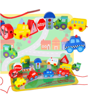 Mediniai kaladėlės vaikams - transporto priemonės