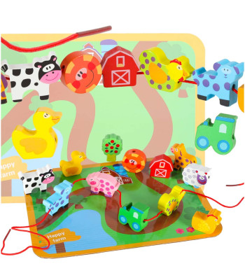 Mediniai kaladėlės vaikams - edukacinis žaislas su lenta