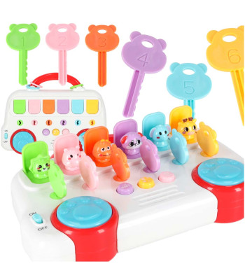 Grojantis edukacinis autobusiukas su rakteliais ir iššokančiais gyvūnėliais