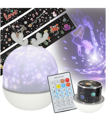 Naktinė lempa su žvaigždžių projektoriumi ir nuotolinio valdymo pultu
