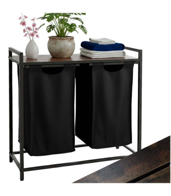 Skalbinių krepšys su dviem skyriais ir lentynėle loft stiliaus, 80 l