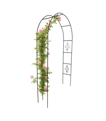 Metalinė sodo pergola su dekoratyviniu lankų ir laikikliais rožėms, gėlėms ir vijokliams, 240 cm, žalia