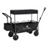 Sulankstomas transportavimo vežimėlis su stogeliu ir tinklu, juodas