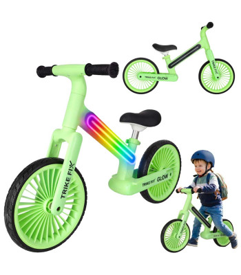 Vaikiškas bėgimo dviratis Trike Fix Glow LED neoninis žalias