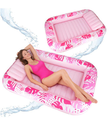 Pripučiama čiužinys su pagalve plaukiojimui ir deginimuisi 175 cm rožinė