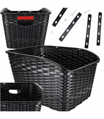 Rattaninis dviračio krepšys galiniam bagažui su atšvaitu