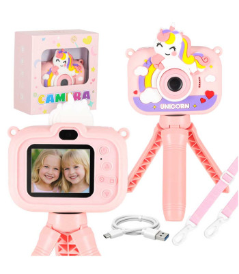 Vaikų skaitmeninis fotoaparatas su vienaragio laikikliu