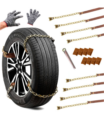 Sniego grandinės, neslystančios padangų grandinės automobiliui, 8 vnt., 16,5–26,5 cm