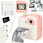 Momentinis fotoaparatas su termine spausdintuve, 32GB atminties kortele ir priedais – rožinis, 1GB, 24MPX