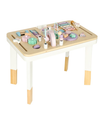 Medinis sensorinis staliukas-manipuliacinė lenta, rožinis, LULILO LUDO, 2in1