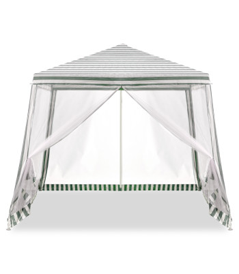Sodo paviljonas, vakarėlių ir prekybinė pavėsinė su tinkleliu nuo uodų, balta ir žalia, 300x300 cm