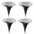 Saulės energija įkraunamų įžeminamų lauko LED šviestuvų rinkinys su prieblandos jutikliu, 4 vnt., šaltai balta, 8 LED, 11,5 cm