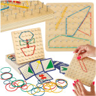 Medinė geolenta – dėlionė su gumytėmis Geoboard Geoplan, 15 cm × 15 cm × 2,3 cm