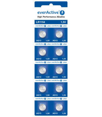 Šarminės saginės baterijos everActive, blister, LR1154 LR44 AG13, 10 vnt.