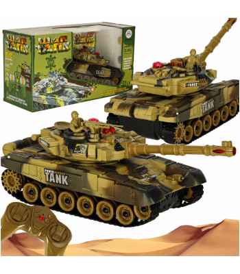 Nuotoliniu būdu valdomas karinis tankas dykumos spalvos RC War Tank 9993 2.4 GHz