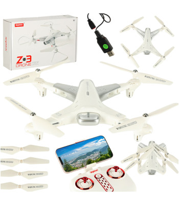 Dronas su kamera RC, baltas, 720P HD, 2,4GHz, SYMA Z3