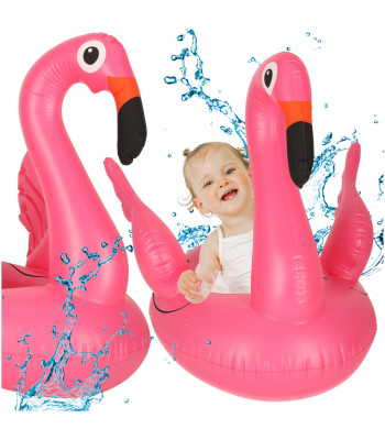 Pripučiamas vaikiškas plaukimo čiužinys su sėdyne „Flamingas“, 66 × 47 × 57 cm, iki 15 kg, 1–3 metų