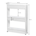 HA1010 Spinta ant ratų, 3 lentynos, balta