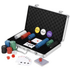 Pokerio rinkinys 300 žetonų, kortos, žaidimo kilimėlis, kauliukai, lagaminas Springos KG0022
