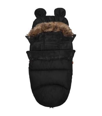 Springos 4-in-1 Vežimėlio Miegmaišis su Kailiniu Apykakle SB0046, 96 cm, Juodas