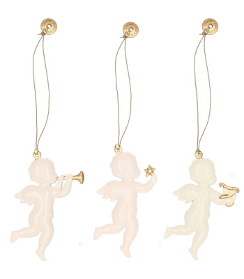 Kalėdų eglutės papuošalai Springos CA0757 7 cm metalo angelų rinkinys, 3 vnt.