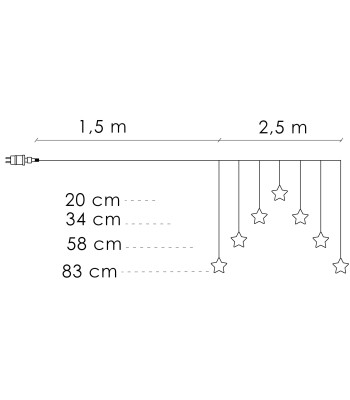 Gaismas aizkars Springos CL4139, 70 LED, žvaigždučių, šiltai balta