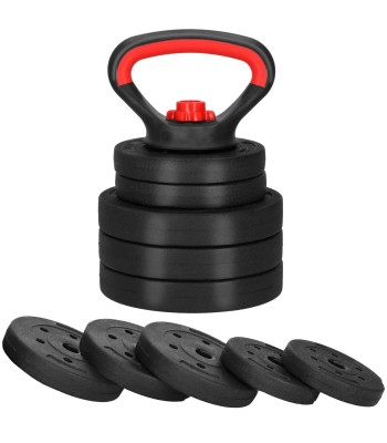 Reguliuojamas svarmenis Springos FA1673, 10 kg, 5 diskų komplektas, juoda/raudona