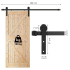 Stumdomų durų sistema Springos HA5009, 183 cm, juoda