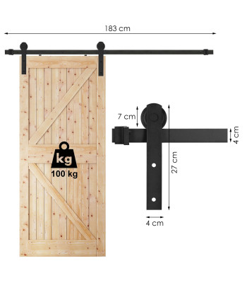 Stumdomų durų sistema Springos HA5009, 183 cm, juoda