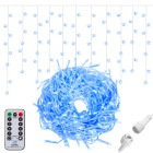 Gaismo užuolaida su nuotolinio valdymo pultu, 300 LED girlianda, vidaus/lauko apšvietimas, ledo spalvos, mėlyna