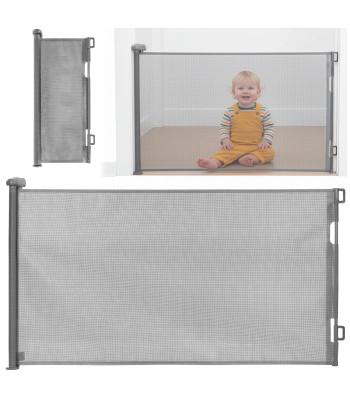 Saugos barjeras laiptams 80 cm, ritininės žaliuzės durims, apsauginės, pilkos spalvos