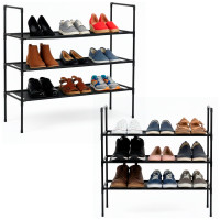 Batų lentyna, 3 lygių batų lentyna, metalinė spintelė su lentynomis, 70x72x28 cm, juoda