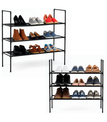 Batų lentyna, 3 lygių batų lentyna, metalinė spintelė su lentynomis, 70x72x28 cm, juoda